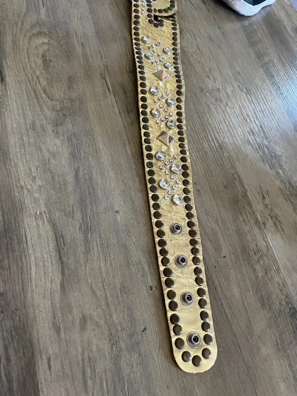 Western Rhinestone studded Gold metallic Grommet Cowgirl Rodeo Belt Snap close